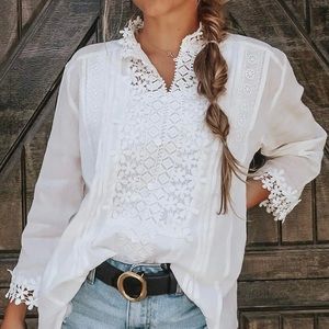 NWOT White lace blouse size M